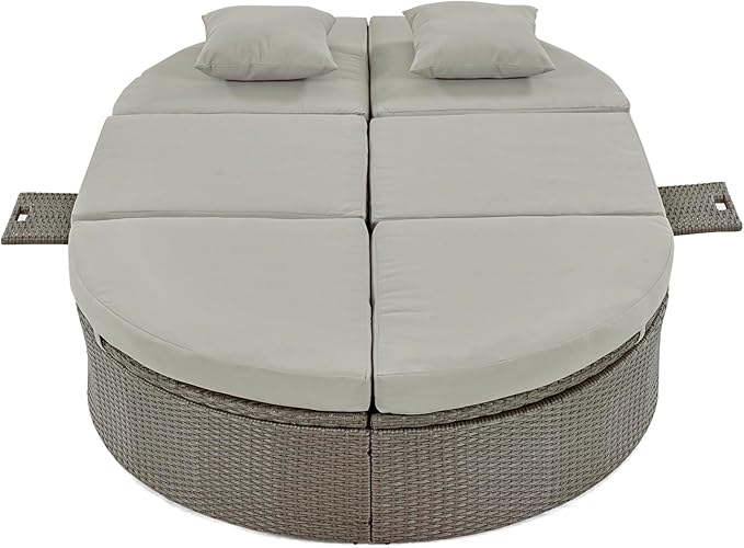 Outdoor Sun Bed Patio 2-Person Daybed with Cushions and Pillows - Photo 5