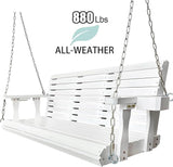 Wooden Porch Swing 3-Seater, High Backrest and Deep Seat, Bench Swing with Cupholders, Hanging Chains and 7mm Springs - Photo 3