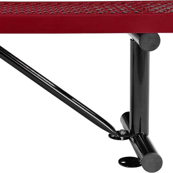 Global Industrial 8'L Heavy Duty Expanded Metal Mesh Flat Bench with Steel Frame, Portable Outdoor Bench, 1000 lbs Capacity, Red, 96" L x 14-1/2"W x 18" H