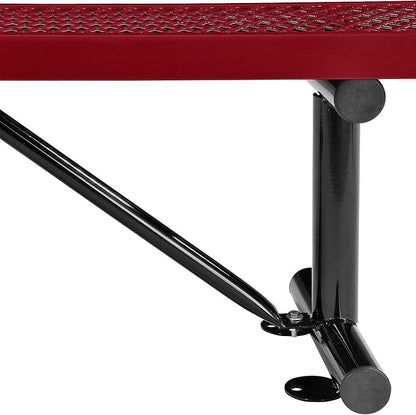 Global Industrial 8'L Heavy Duty Expanded Metal Mesh Flat Bench with Steel Frame, Portable Outdoor Bench, 1000 lbs Capacity, Red, 96" L x 14-1/2"W x 18" H