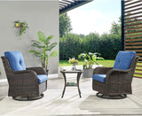 HUMMUH Patio Wicker Side Table Outdoor, Rattan End Table Glass Top Coffee Table with Storage Brown - Photo 7