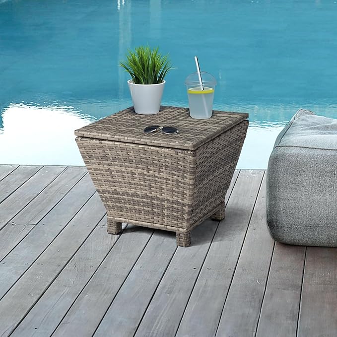 VINGLI Outdoor Side Table with Storage - Photo 7