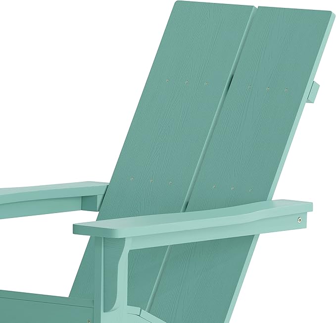 Taylor & Logan Ebbe Modern All-Weather 2-Slat Poly Resin Adirondack Chair in Sea Foam - Set of2
