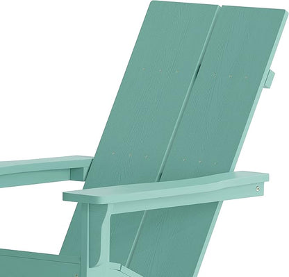 Taylor & Logan Ebbe Modern All-Weather 2-Slat Poly Resin Adirondack Chair in Sea Foam - Set of2
