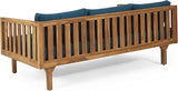 Claremont Outdoor 3 Seater Daybed with Cushions - Acacia Wood - Teak/Dark Teal - Photo 8