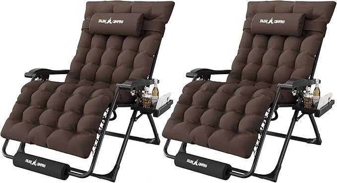 Amopatio Oversized Zero Gravity Chair, 33''W Reclining Camping Lounge Chair Upgraded Lock and Footrest, Cup Holder - Photo 1