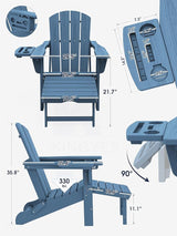 KINGYES Adjustable Folding Adirondack Chair with Footrest & 4-in-1 Multi-Functional Armrest Organizer - Photo 3
