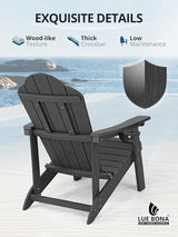 LUE BONA HDPE Adirondack Chairs Set of 8 - Weather Resistant Outdoor Seating with Cup Holder, Ideal for Patio, Deck - Photo 4