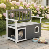 VINGLI Outdoor Storage Bench with Built-in Dog House - Photo 8