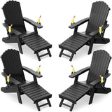 ZHUSI Folding Adirondack Chairs Set of 4 with Retractable Ottoman, Adjustable Adirondack Chair with 2 Cup Holders - Photo 1