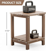 Adirondack Small Outdoor Side Table - Weatherproof HDPE Patio End Table with 2-Tier Storage for Firepit, Balcony, Garden - Photo 2
