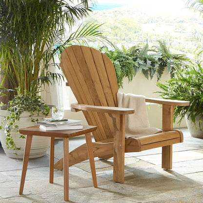 Touchstone Teak Adirondack Chair, Ergonomic Outdoor Patio Chair, A-Grade Teak Wood, Weather-Resistant with Stainless Steel Hardware