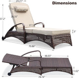 NOBLEMOOD Outdoor Chaise Lounge Wicker Patio Lounge Chair with Wheels - Photo 6