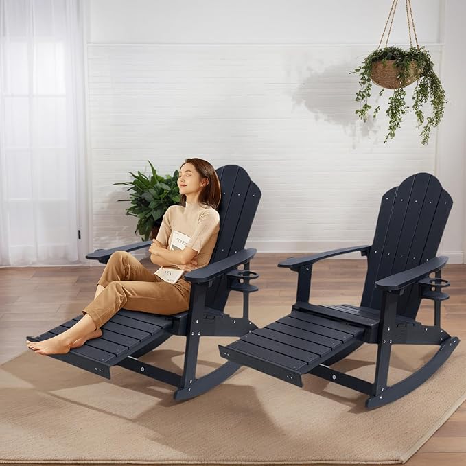 Adirondack Rocking Chair Set of 2, Weather-Resistant and Durable - Photo 6