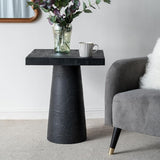 Faux Stone Side Table Square End Table Patio Small Drink Table for Small Spaces Outdoor Modern Pedestal End Tables - Photo 1