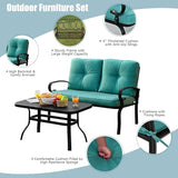 RELAX4LIFE Patio Loveseat with Coffee Table - 2-Piece Patio Conversation Sofa Set w/Backrest & Cushions - Photo 7