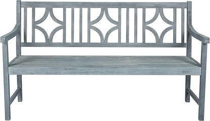JONATHAN Y BNH100B Sloane 59.1" 3-Seat Ogee Diamond-Back 600-Lbs Support Acacia Wood Outdoor Garden Patio Bench for Garden, Lawn, Backyard, Pool, Deck, Beach, Firepit, Gray