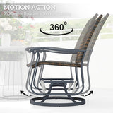 Outsunny Patio Glider Chair Set of 2, Wicker Rattan Outdoor Swivel Chair with Steel Frame, High Back, Armrests - Photo 4