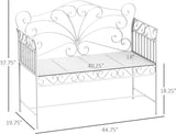 White Metal Outdoor Bench for Garden, Patio & Porch - Photo 2