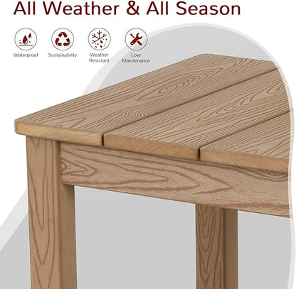 Stoog Outdoor Side Table, Weather Resistant 2-Tier Rectangle Patio End Table, Easy Maintenance, Teak