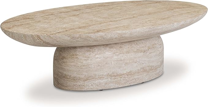 Tov Furniture Sonia Faux Travertine Indoor/Outdoor Concrete Coffee Table