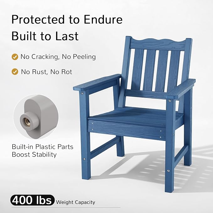 Stoog Outdoor Bench & Chairs Set, All-Weather Patio Furniture Set, Include 2 Patio Chairs and 1 Patio Bench, for Porch - Photo 6