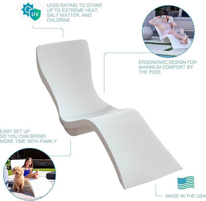 Chaise Pool Lounger | Ultra-Comfortable Waterproof Pool & Patio Chase Lounge Chair for Outdoors | Up to 9" of Water, UV & Fade Resistant, Made in USA, Easy Tool-Free Assembly