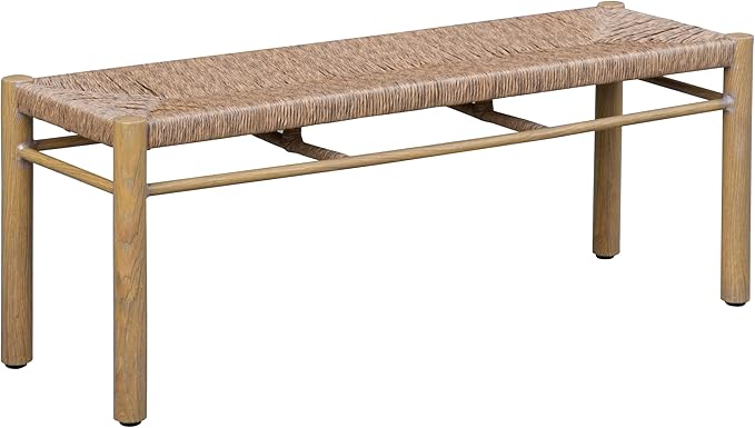 SAFAVIEH Couture Outdoor Patio Furniture Collection - Romona Tropical Bench, Natural Brown Rectangular with Woven Seat, Fully Assembled (CPT4002A)