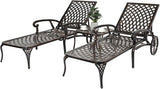 VINGLI Cast Aluminum Outdoor Chaise Lounge Chair with Wheels, Patio Chaise Lounge with 3-Position Adjustable Backrest - Photo 8