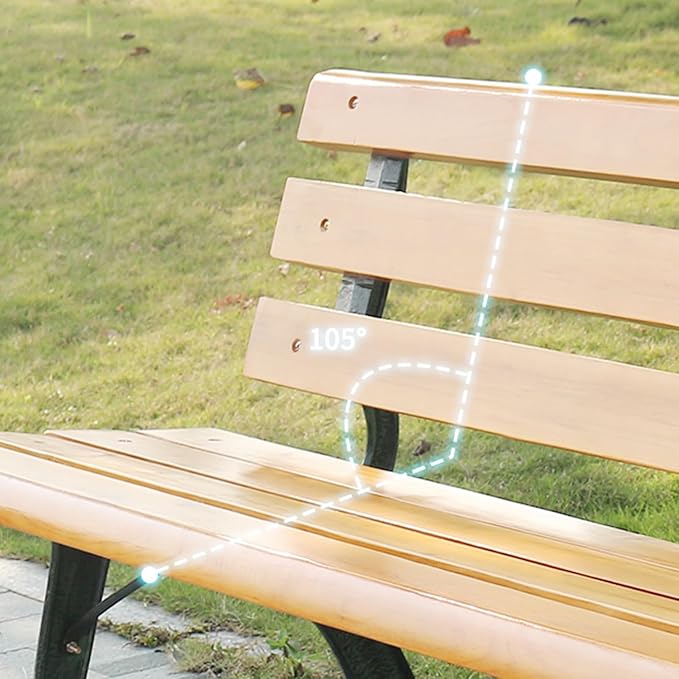 Outdoor Metal Garden Bench - 350lbs Capacity, Weather-Resistant Patio Bench with Backrest & Slatted Seat for Porch, Lawn, Balcony, and Patio Furniture (B-47"x15.7"x15.7")