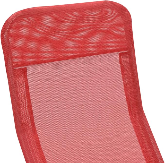 Red Folding Sunlounger 2-Pack, 24"x56" Textilene Chaise, Steel Frame, Adjustable, Beach Patio Garden Camping - Photo 7