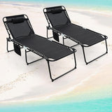 Giantex Lounge Chair Outdoor, Folding Tanning Chair with 4 Adjustable Positions, Removable Headrest, Footrest - Photo 5