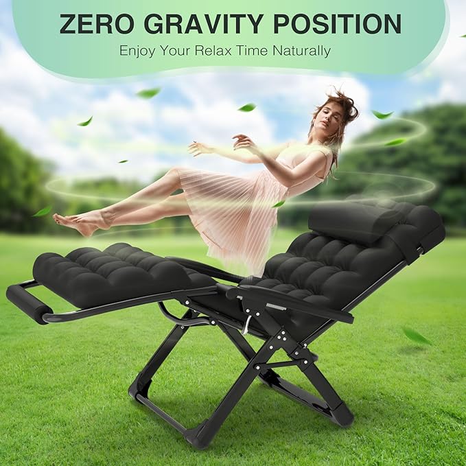 Suteck Oversized Zero Gravity Chair, 33In XXL Lounge Chair w/Removable Cushion&Headrest - Photo 7