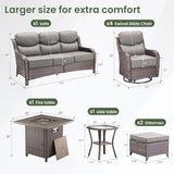Luxury Patio Furniture Set with 6-inch Thick Cushion, Outdoor Furniture with Fire Pit Table, Swivel Chairs, Sofa - Photo 5