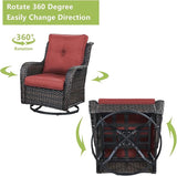 Patio Furniture Swivel Chairs Set - 8 Piece Wicker Rattan Outdoor Sectional Conversation Sets with 4 Swivel Rocking - Photo 3