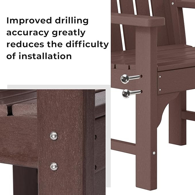 Costaelm Outdoor Dining Arm Chair, Patio HDPE Garden Dining Table Chair, Poly Lumber Waterproof Restaurant Bistro Farmhouse Chairs for Outside Porch Backyard, Dark Brown