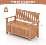 Tangkula 48 Inch Outdoor Wood Storage Bench Deck Box, Wooden Storage Loveseat with 34.2 Gal Inner Space - Photo 3