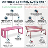 Backless Outdoor Bench, 3.3ft 3.9ft 4.9ft 5.9ft Metal Garden Bench, 880lbs Weatherproof Patio Dining Benches - Photo 8