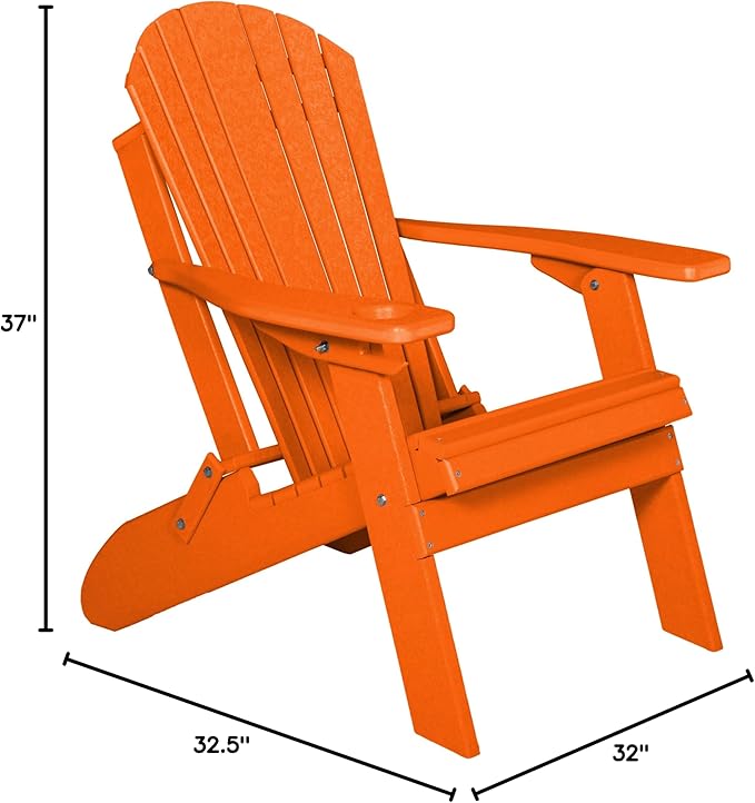 Furniture Barn USA Poly Folding Adirondack Chair, Bright Orange