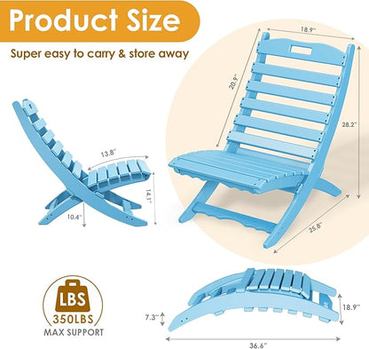 IVY&LANE Portable Xavier-Chairs Set of 2 | Folding-Adirondack-Chair | Wave | HDPE Plastic | Limited Edition | Arctic | All-Weather Resistant | for Outdoor Fire-Pit Patio Lawn Beach Poolside