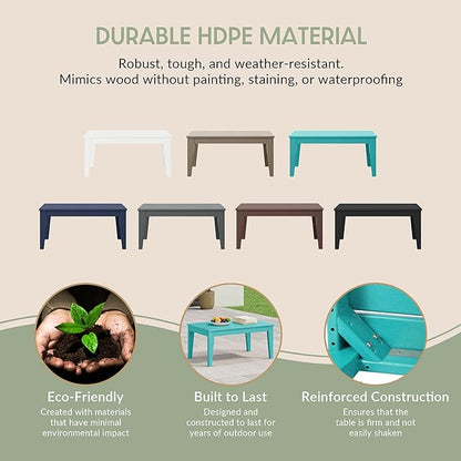 WestinTrends Malibu Low Outdoor HDPE Patio Rectangle Coffee Table, Turquoise