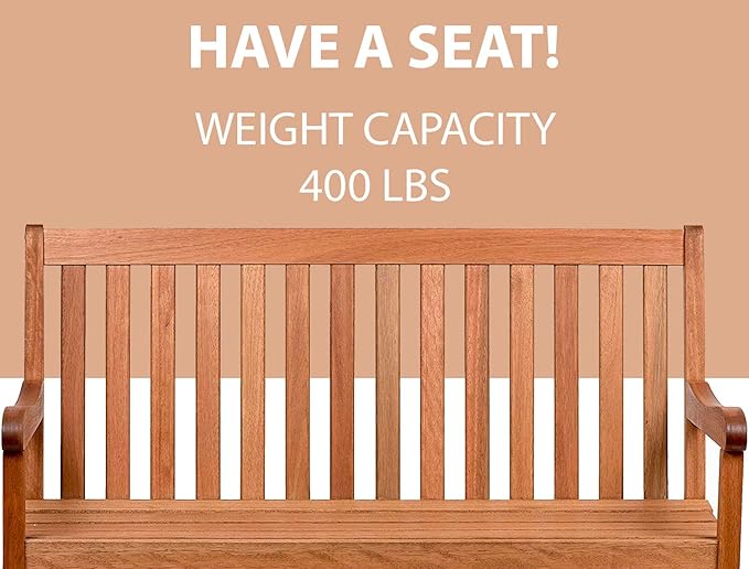 Amazonia Milano 4-Feet Patio Bench | Eucalyptus Wood | Ideal for Outdoors and Indoors, Light Brown