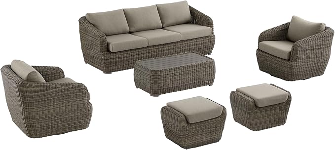 CHITA 6 Pieces Patio Wicker Furniture Set, Outdoor Rattan Bistro Set with Removable Thickened Cushions, Fully Assembled - Photo 1
