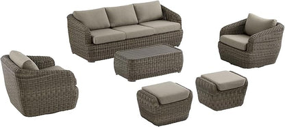 CHITA 6 Pieces Patio Wicker Furniture Set, Outdoor Rattan Bistro Set with Removable Thickened Cushions, Fully Assembled