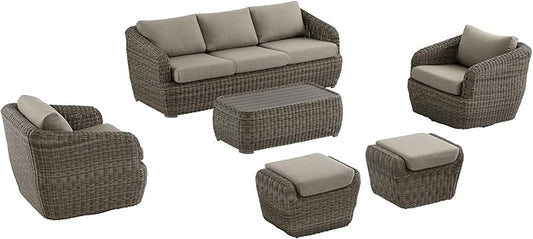 CHITA 6 Pieces Patio Wicker Furniture Set, Outdoor Rattan Bistro Set with Removable Thickened Cushions, Fully Assembled