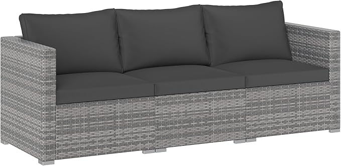 Tangkula 3 Seat Outdoor Wicker Sofa Set, Modular PE Rattan Patio Cushioned Sectional Couch Set - Photo 1
