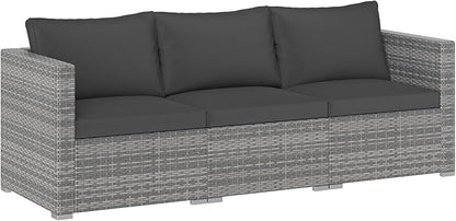 Tangkula 3 Seat Outdoor Wicker Sofa Set, Modular PE Rattan Patio Cushioned Sectional Couch Set, Outside Furniture Set for Deck, Backyard, Porch, Garden & Poolside (Black)