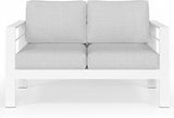 Solaste Outdoor Loveseat Aluminum Patio Furniture Sofa, All-Weather Metal Outdoor Couch with Cushions,Light Grey - Photo 7