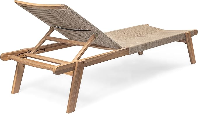 Christopher Knight Home Lurelala Set of 4 Outdoor Patio Wood Adjustable Chaise Lounges with Rope Seating - Photo 6