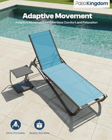 Lounge Chair Set of 4, Aluminum Chaise Lounge Outdoor, Lightweight Lounge Chairs for Outside with 5 Adjustable Backrest - Photo 5